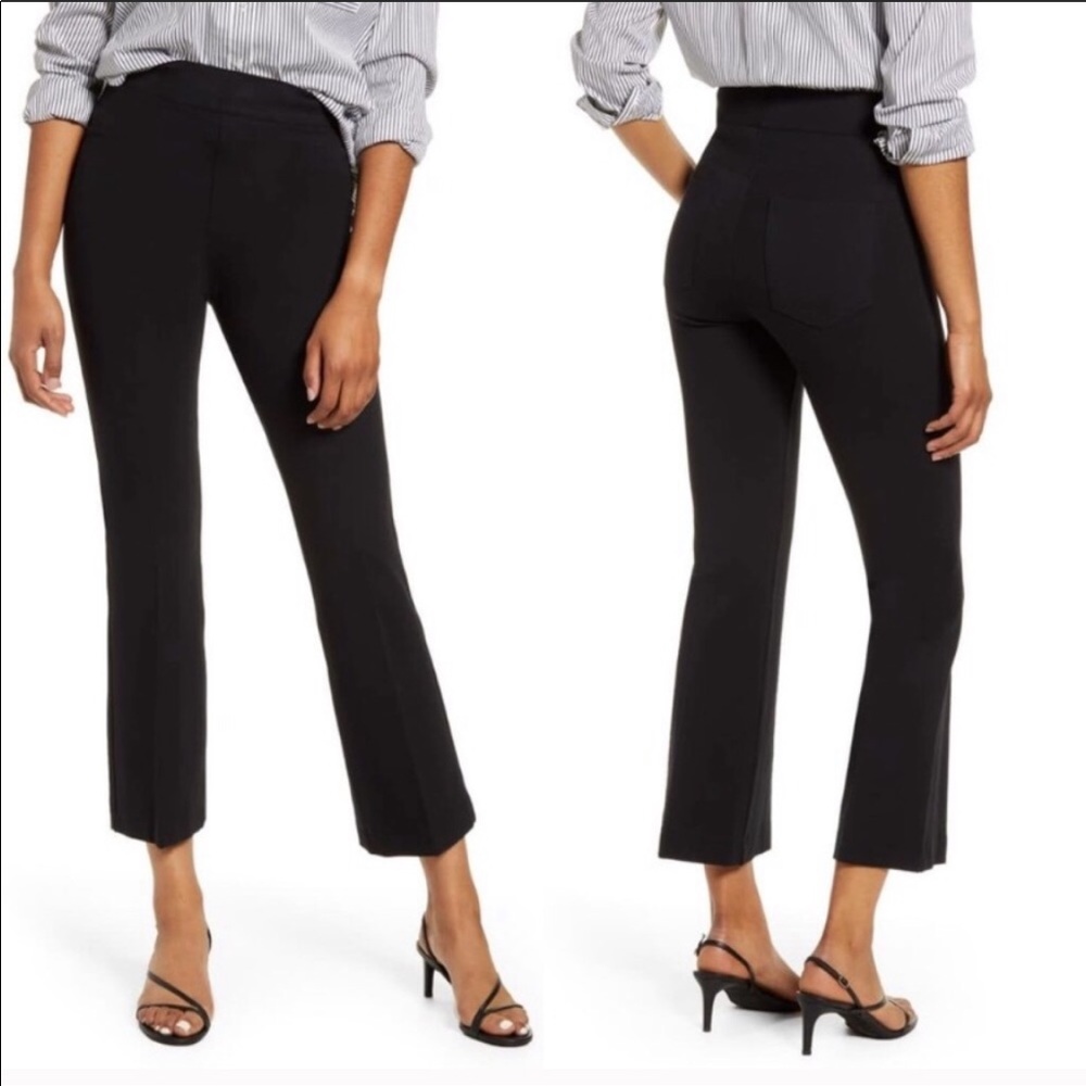 Black Women's Stretch Knit Pull-On Crop Flare Pants